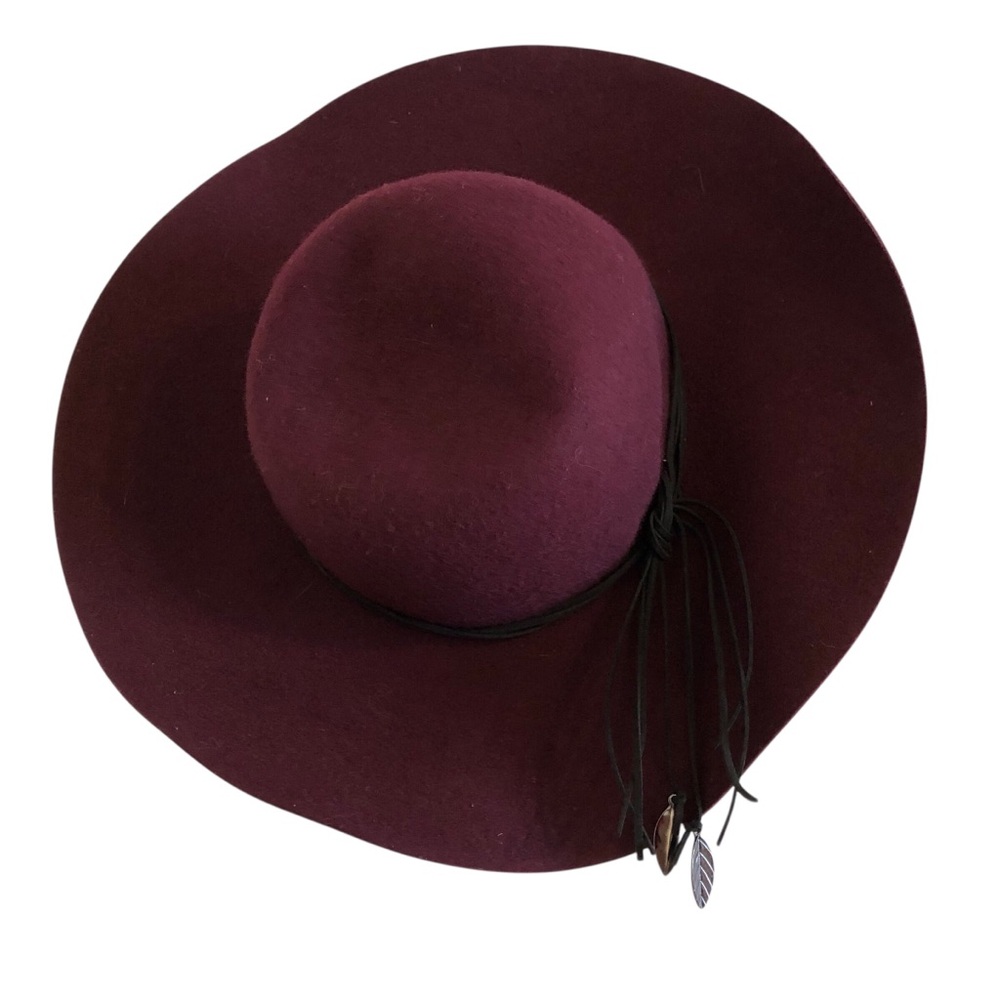 BCBGeneration Deep Red Wide-Brim Hat - Picture 5 of 7